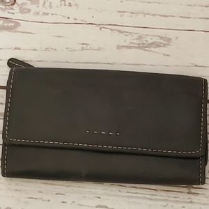 Vintage genuine leather wallet, checkbook cover, notepad cover black